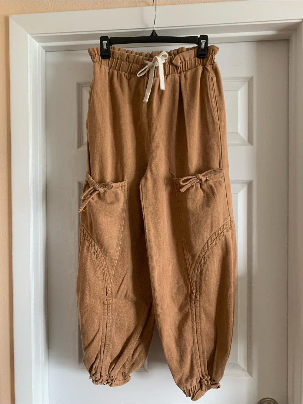 Casual Drawstring Cargo Pants Brown